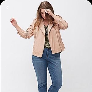 Lane Bryant Pink Faux Leather Moto Jacket